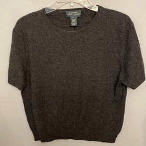 EUC Lauren Ralph Lauren Cashmere Short-Sleeve
Crewneck Sweater charcoal gray